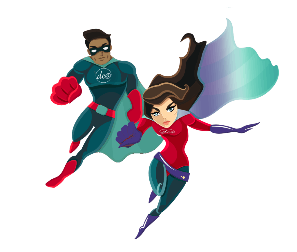 About DCA DCA Virtual Assistant Services, Image of 2 of the DCA superheroes.