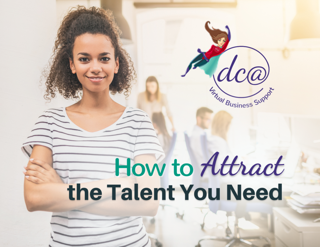 How to Attract the Talent You Need. Image of a woman standing with people sitting in the background. Candidate