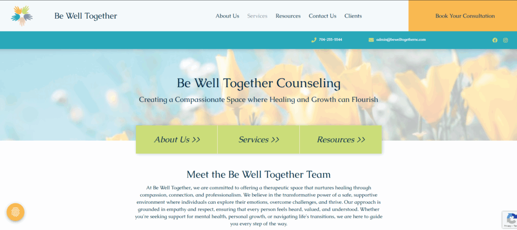 Be Well together Counseling WordPress website