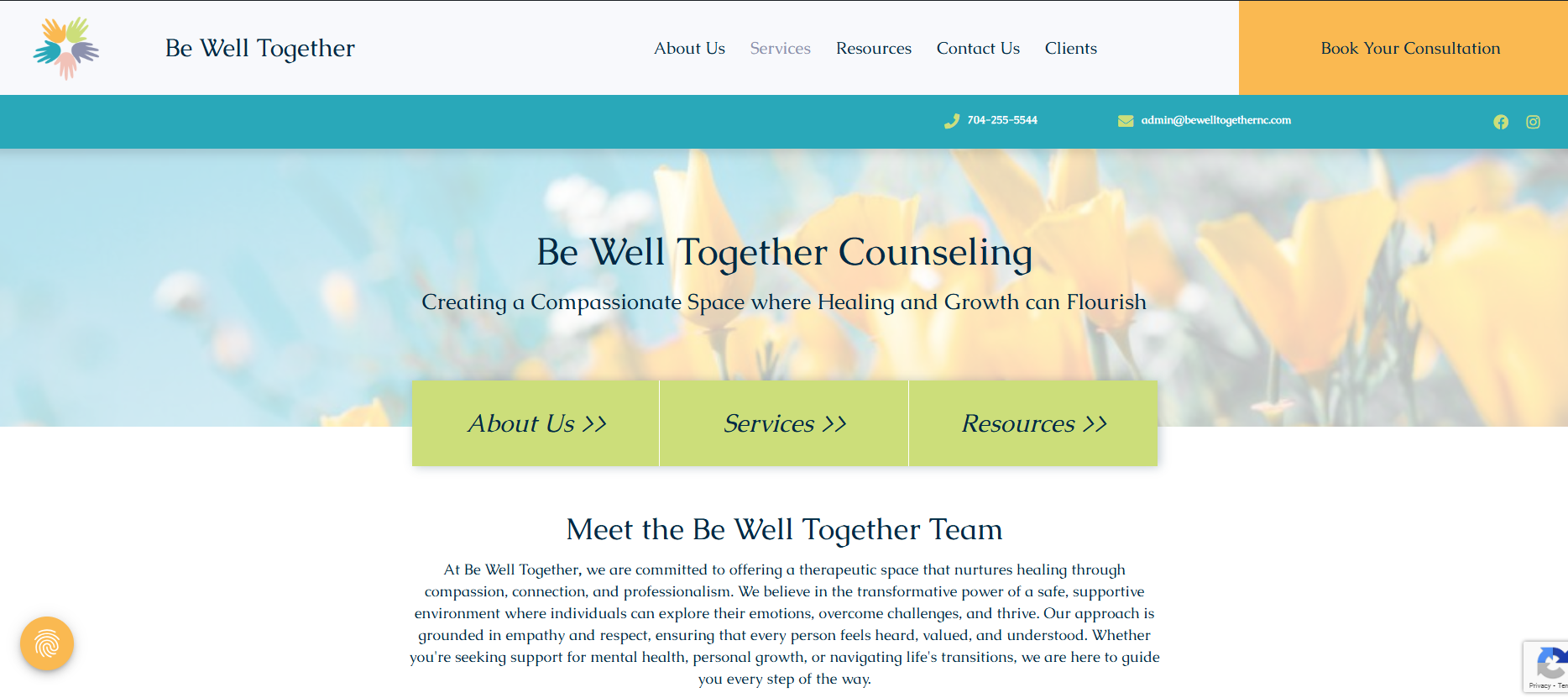 Be Well together Counseling WordPress website